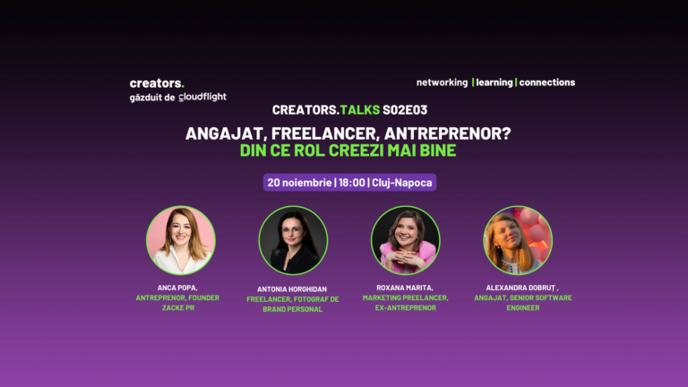 Read more about the article Creators.talks S02E03: Antreprenor, freelancer sau angajat – din ce rol creezi mai bine?